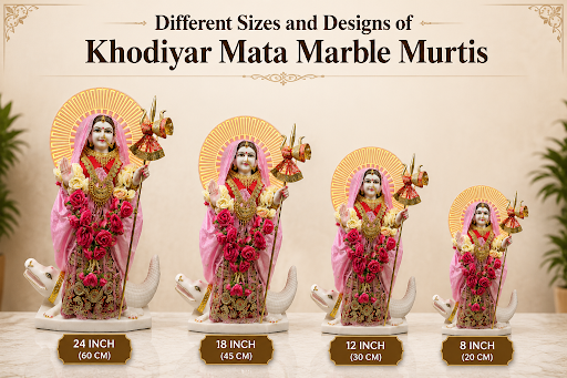Different Sizes and Designs of Khodiyar Mata Marble Murtis