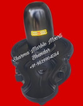 Black Marble Shivling With Front Tilak On Head For Mandir