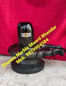 Black Marble Shivling With Tilak