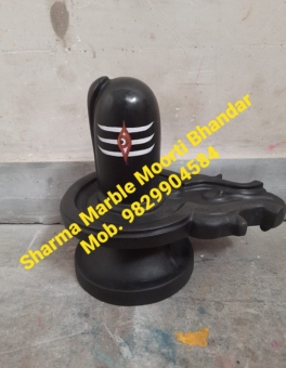 Black Shivling Statue in Round Style
