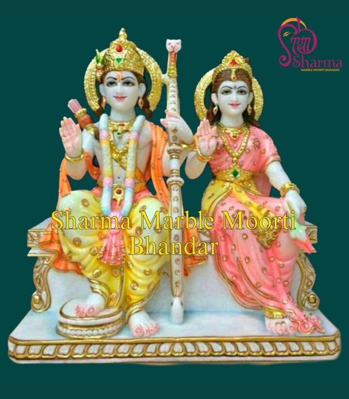 Makrana Ram Sita Maa Statue Sitting On Singhasan