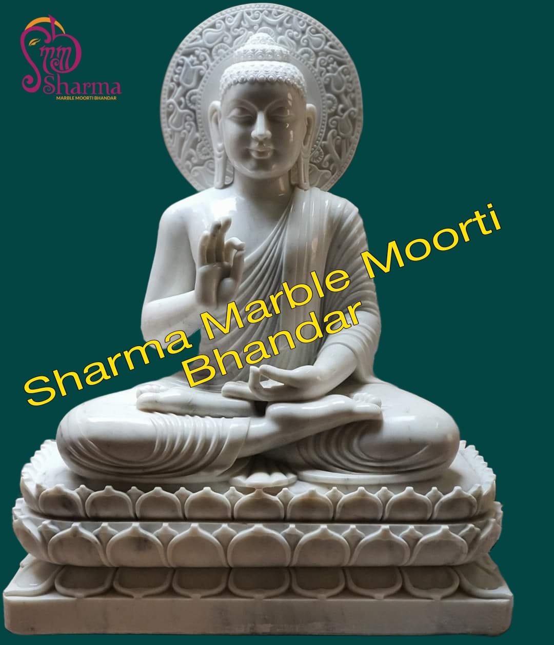 White Marble Carved Buddha Murti For Temple