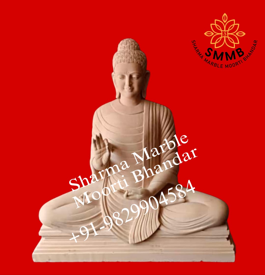 Pink Marble Buddha Statue For Home And Temple