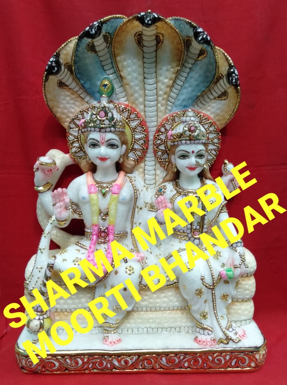 Marble Laxmi Narayan Idol Sitting Together Under Sheshnag
