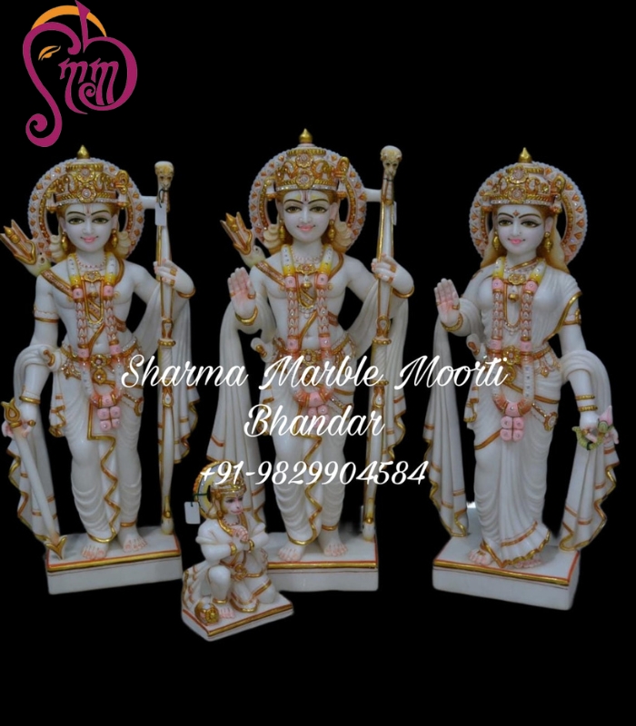 Marble Ram Darbar Moorti Of Ram Seeta Laxman With Hanuman Ji