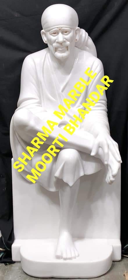 Marble Dwarka Mai Shridi Sai Baba Statue Sitting On The Asan