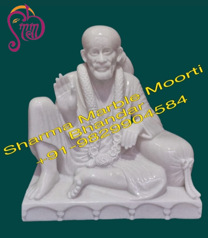 Marble Dwarka Mai Sai Baba Statue In White Makrana Marble