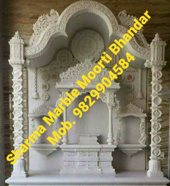 White Makrana Mandir For Indoor Home