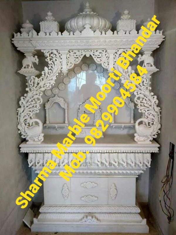 Designer White Sangmarmar Temple For Offices