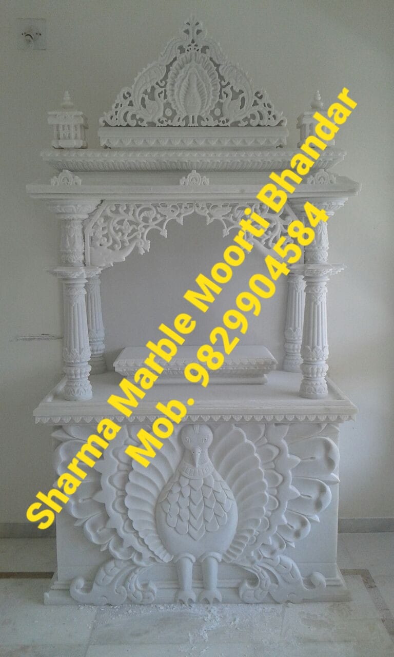 Peacock Carving White Marble Temple For Home