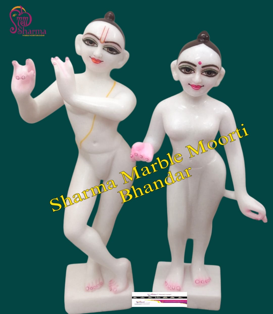 Polished Marble Iskcon Radha Krishna Murti In Makrana Marble