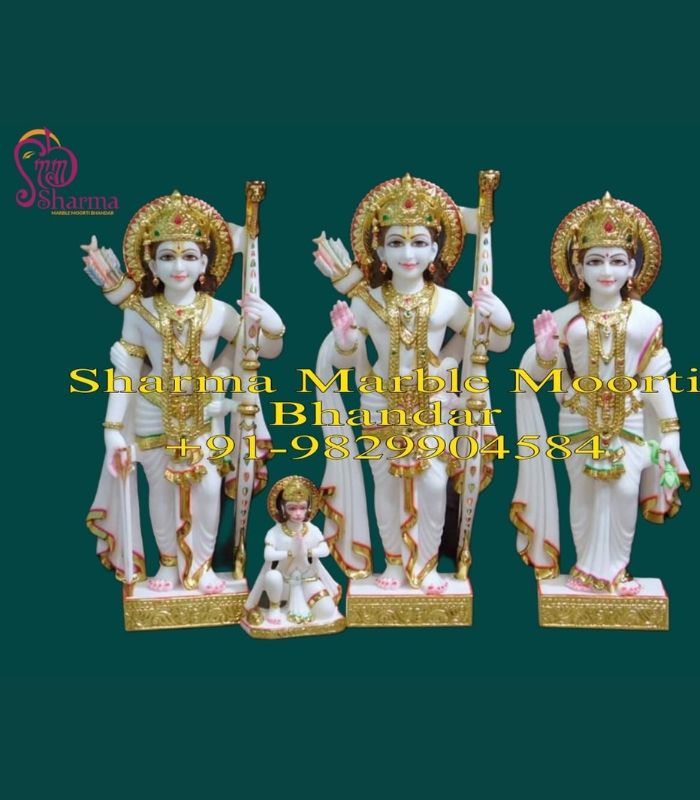 Ram Darbar Murti Made In Makrana Marble With Golden Work