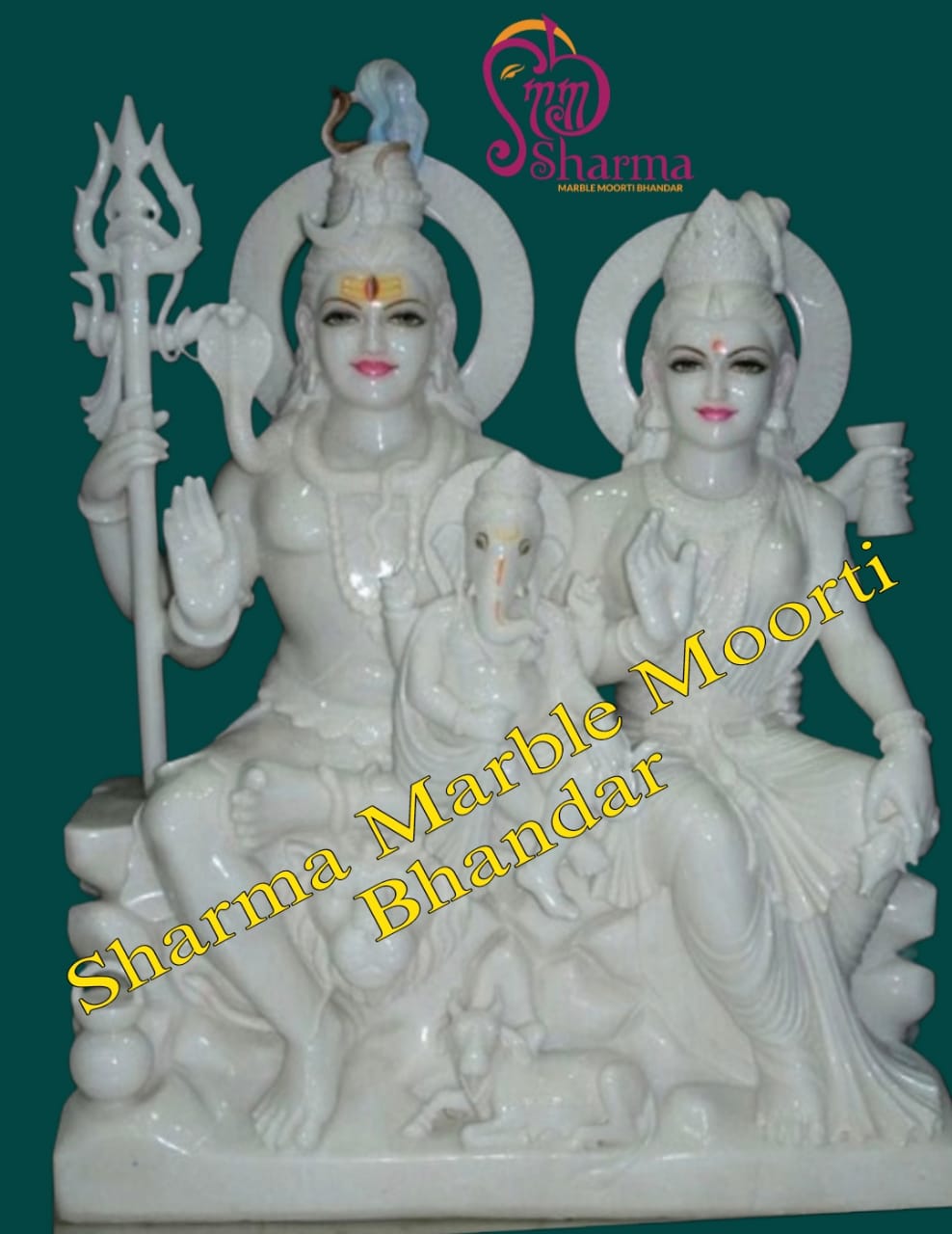 Shiv Parivar Marble Statue Made In Natural White Makrana Marble