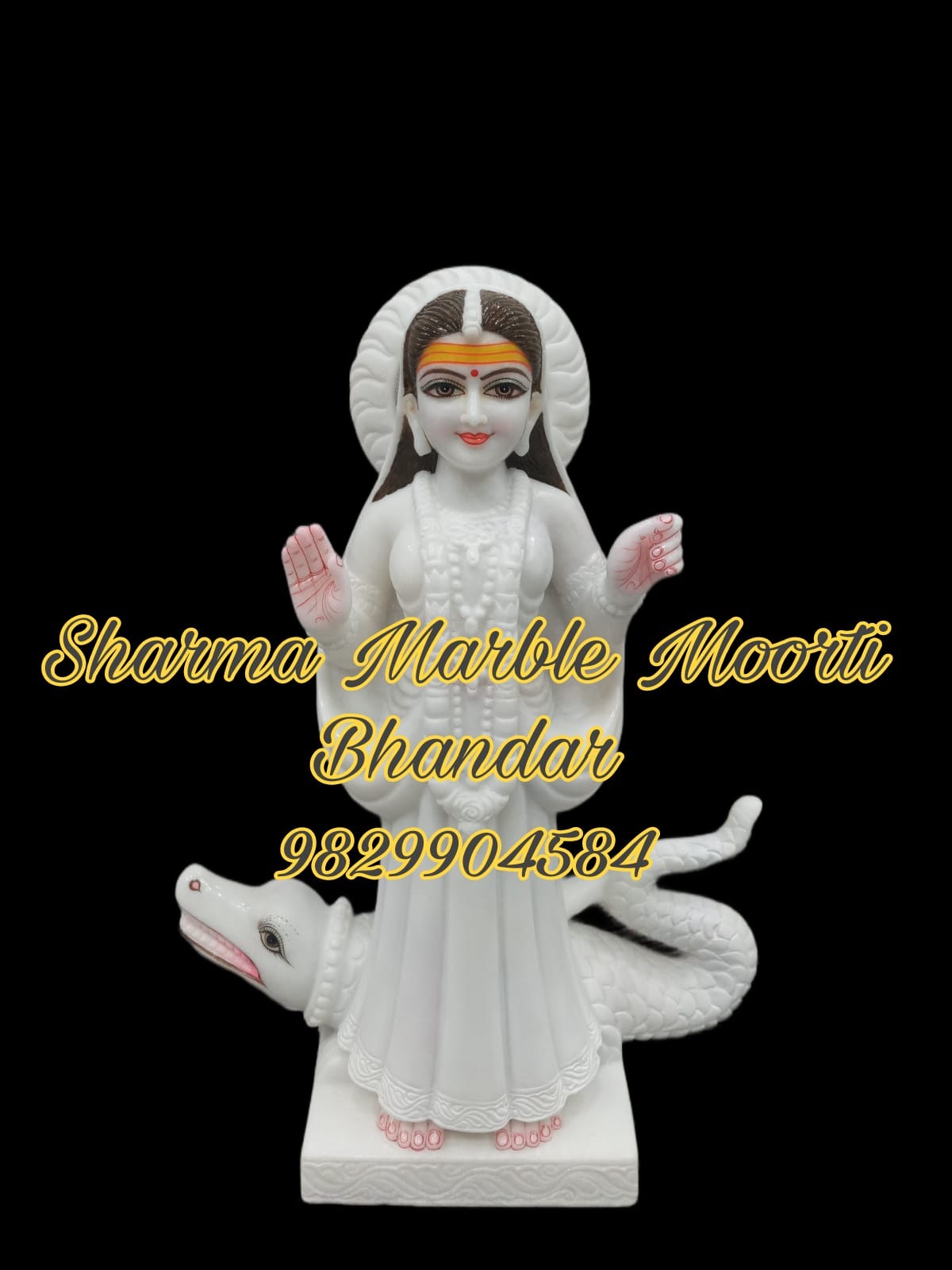 White Makrana Khodiyar Maa Standing On Crocodile For Home
