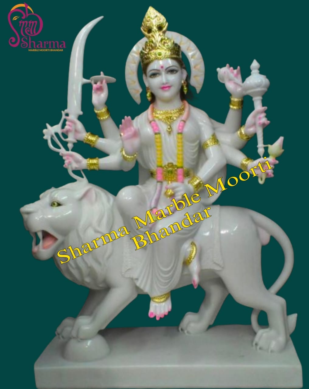 White Marble Durga Murti In Small Size For Homes And Temples