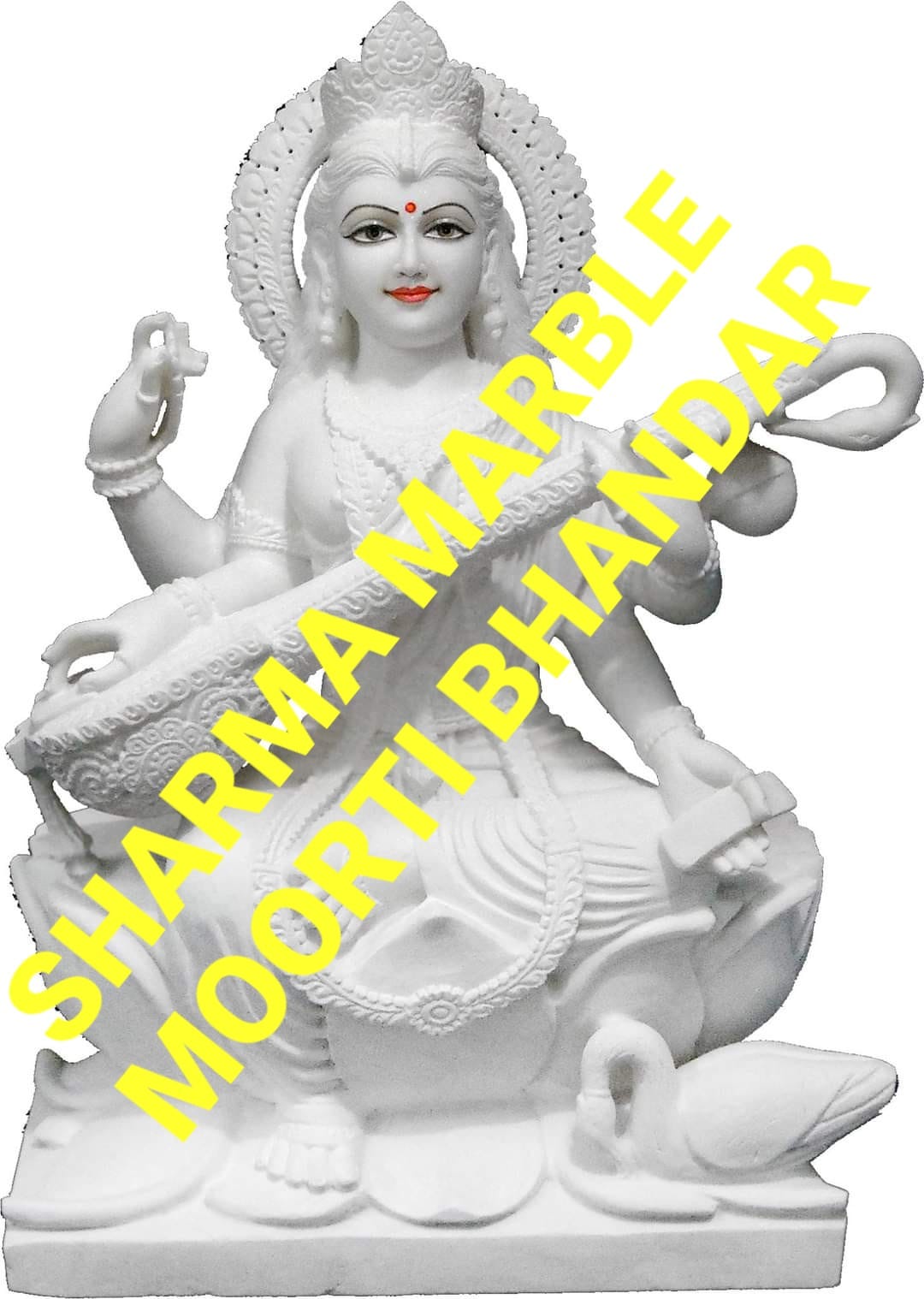 White Marble Maa Saraswati Idol for Worship