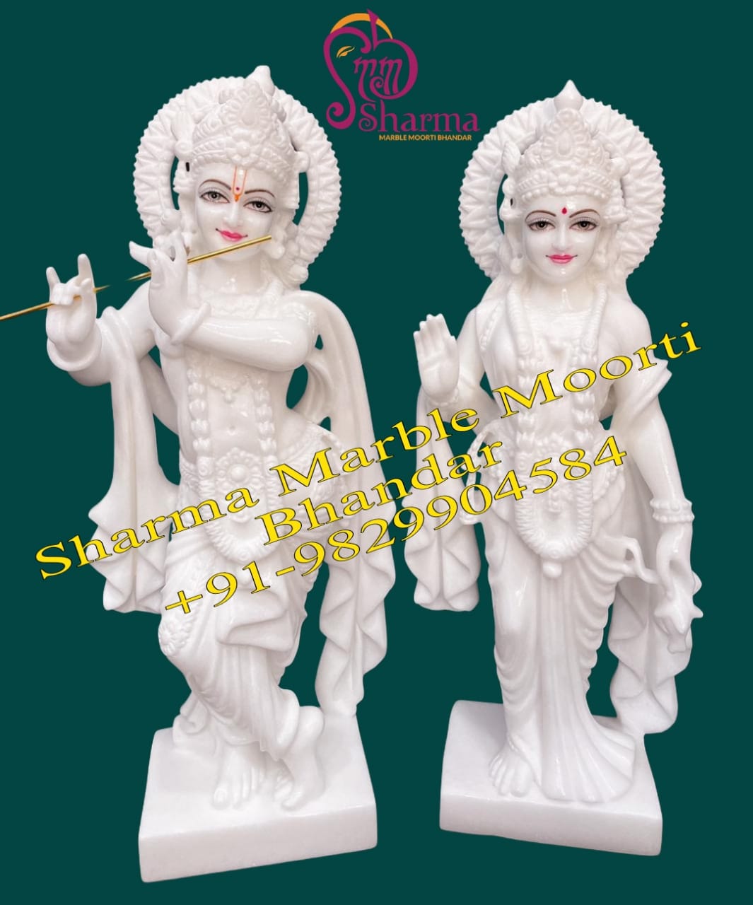 White Marble Radha Raman Krishna Murti For Homes Or Temples