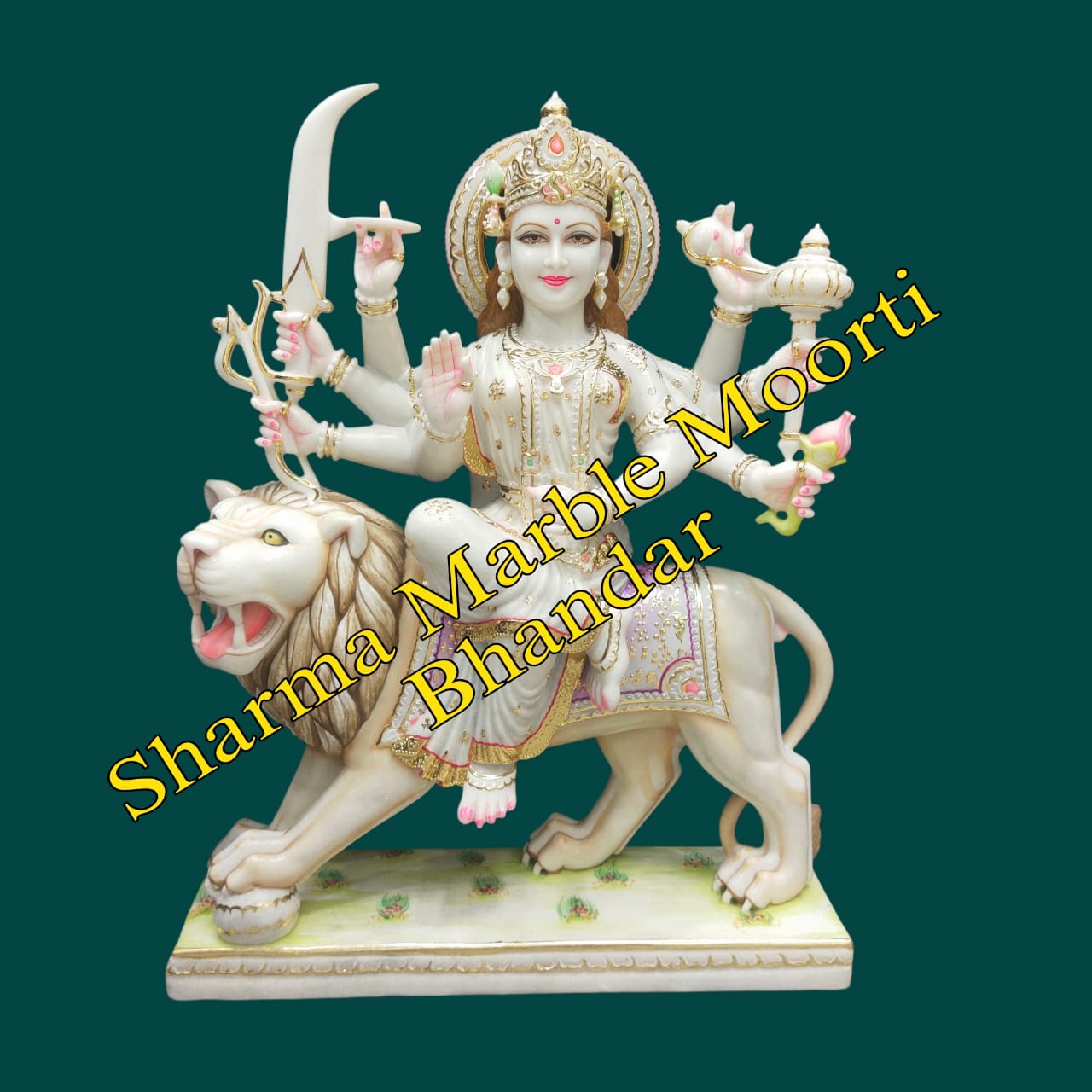White Sherwali Durga Maa Marble Murti For Homes
