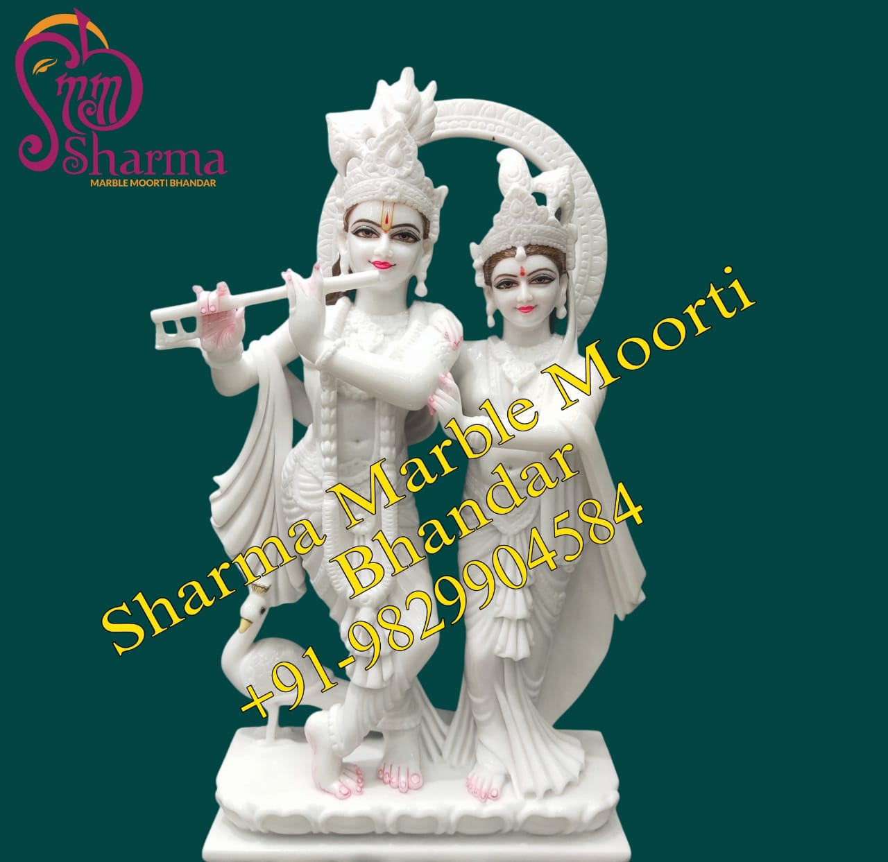 White Small Jugal Radha Krishna Moorti For Homes