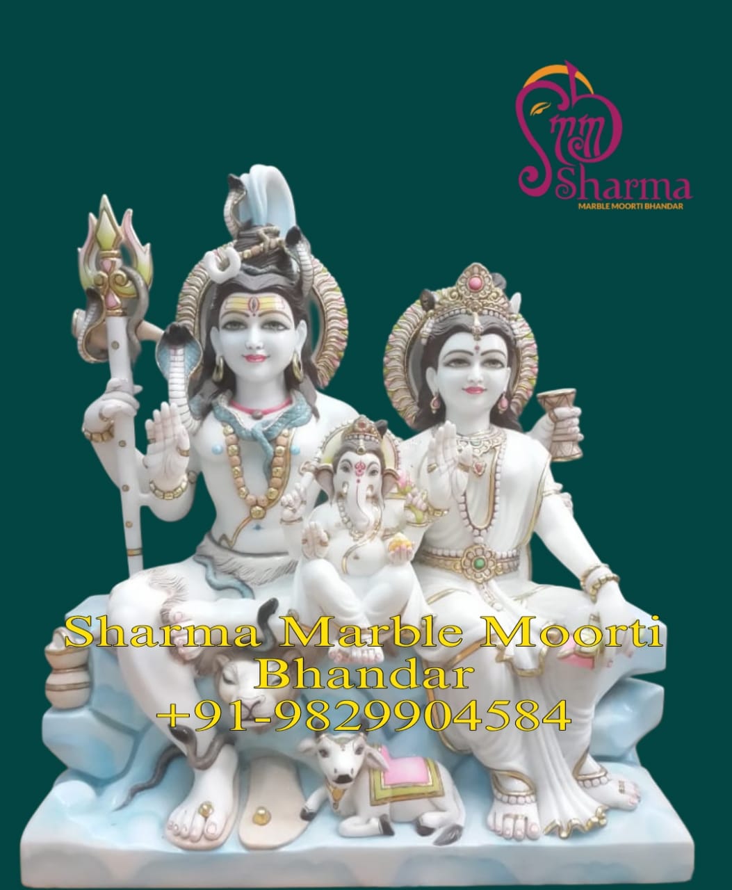 Big Size Shiv Parival Vietnam Marble Moorti For Home and Temple